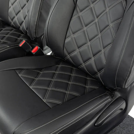 Toyota Hilux Tailored Leatherette Seat Covers (2016 Onwards) - Black - UK Custom Covers