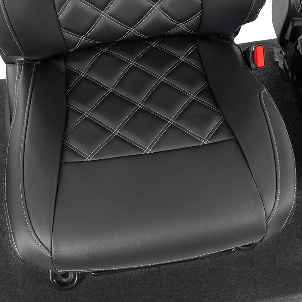 Toyota Hilux Tailored Leatherette Seat Covers (2016 Onwards) - Black - UK Custom Covers