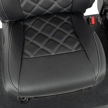 Toyota Hilux Tailored Leatherette Seat Covers (2016 Onwards) - Black - UK Custom Covers