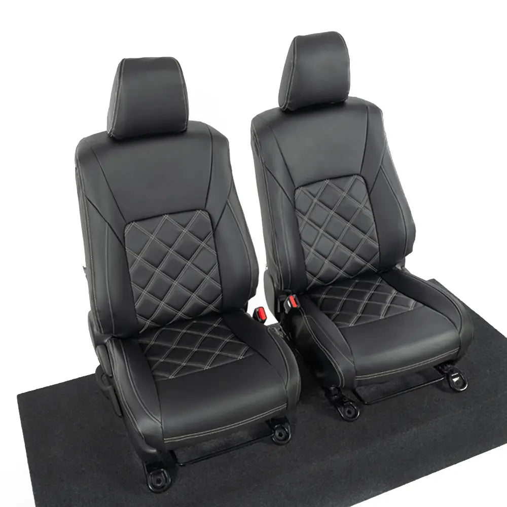 Toyota Hilux Tailored Leatherette Seat Covers (2016 Onwards) - Black - UK Custom Covers