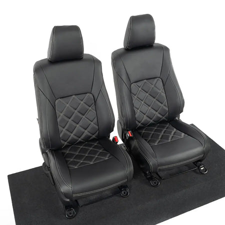 Toyota Hilux Tailored Leatherette Seat Covers (2016 Onwards) - Black - UK Custom Covers