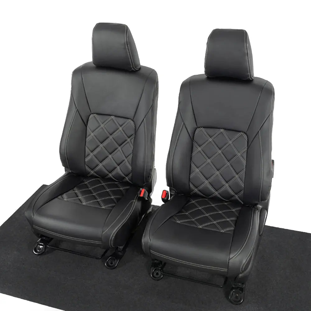 Toyota Hilux Tailored Leatherette Seat Covers (2016 Onwards) - Black - UK Custom Covers