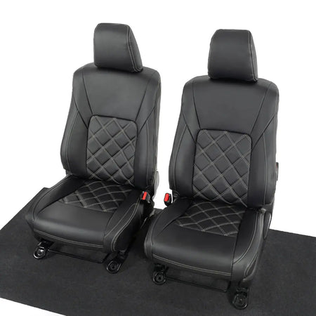 Toyota Hilux Tailored Leatherette Seat Covers (2016 Onwards) - Black - UK Custom Covers