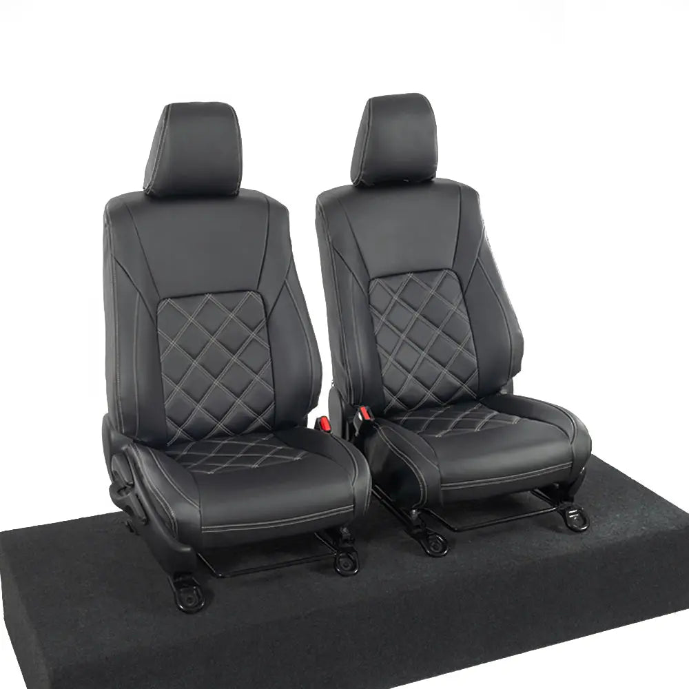Toyota Hilux Tailored Leatherette Seat Covers (2016 Onwards) - Black - UK Custom Covers