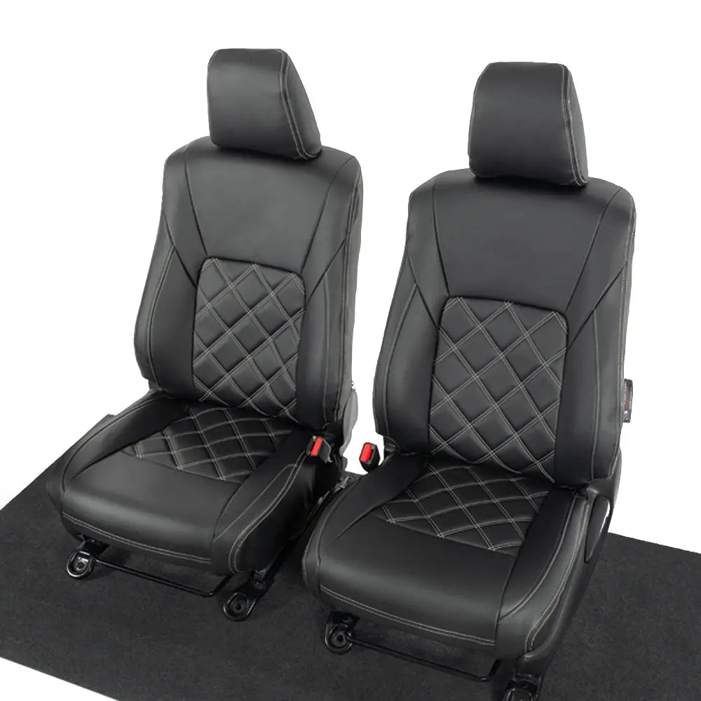 Toyota Hilux Tailored Leatherette Seat Covers (2016 Onwards) - Black - UK Custom Covers