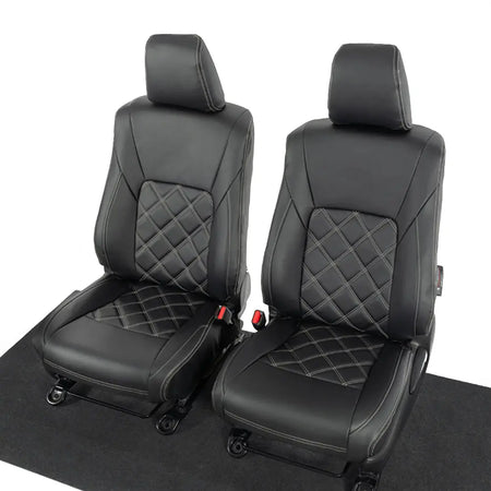 Toyota Hilux Tailored Leatherette Seat Covers (2016 Onwards) - Black - UK Custom Covers