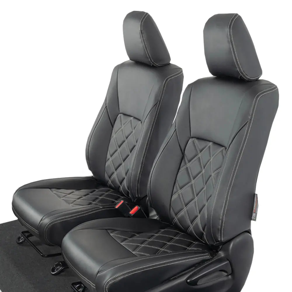 Toyota Hilux Tailored Leatherette Seat Covers (2016 Onwards) - Black - UK Custom Covers