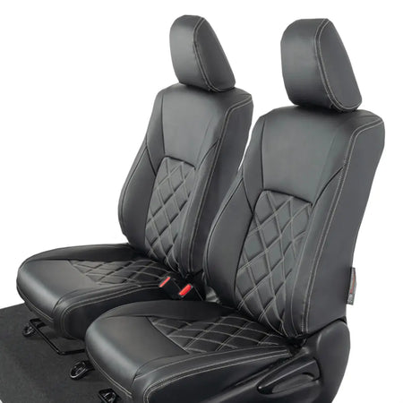 Toyota Hilux Tailored Leatherette Seat Covers (2016 Onwards) - Black - UK Custom Covers