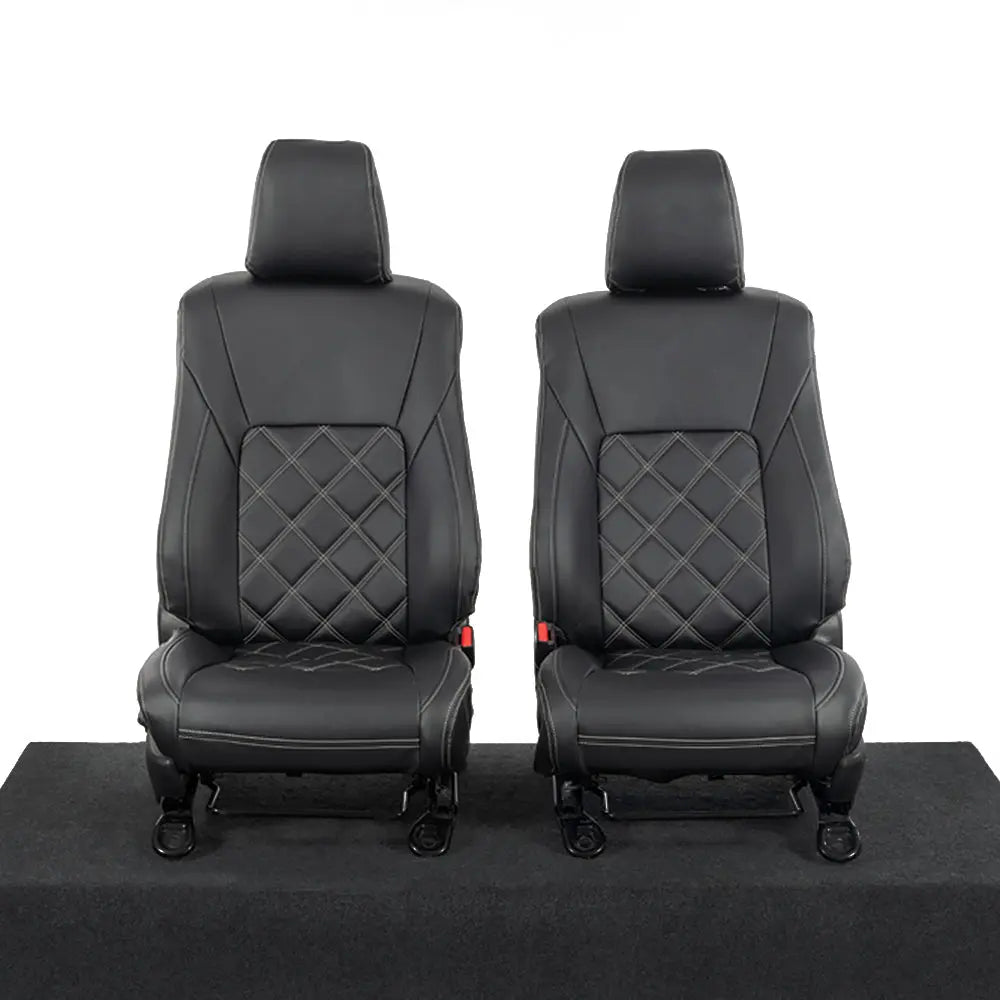 Toyota Hilux Tailored Leatherette Seat Covers (2016 Onwards) - Black - UK Custom Covers