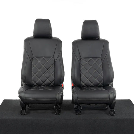 Toyota Hilux Tailored Leatherette Seat Covers (2016 Onwards) - Black - UK Custom Covers