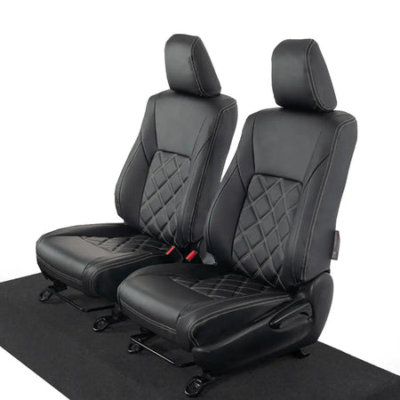 Toyota Hilux Tailored Leatherette Seat Covers (2016 Onwards) - Black - UK Custom Covers