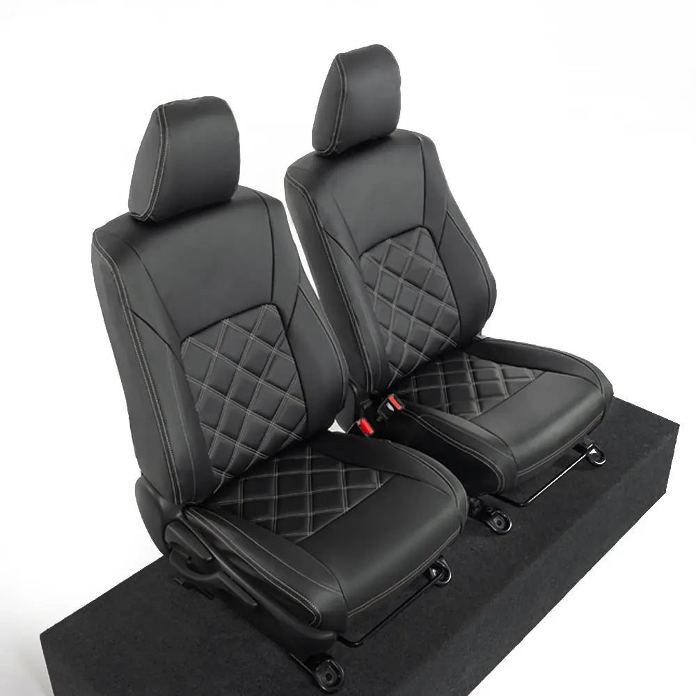 Toyota Hilux Tailored Leatherette Seat Covers (2016 Onwards) - Black - UK Custom Covers