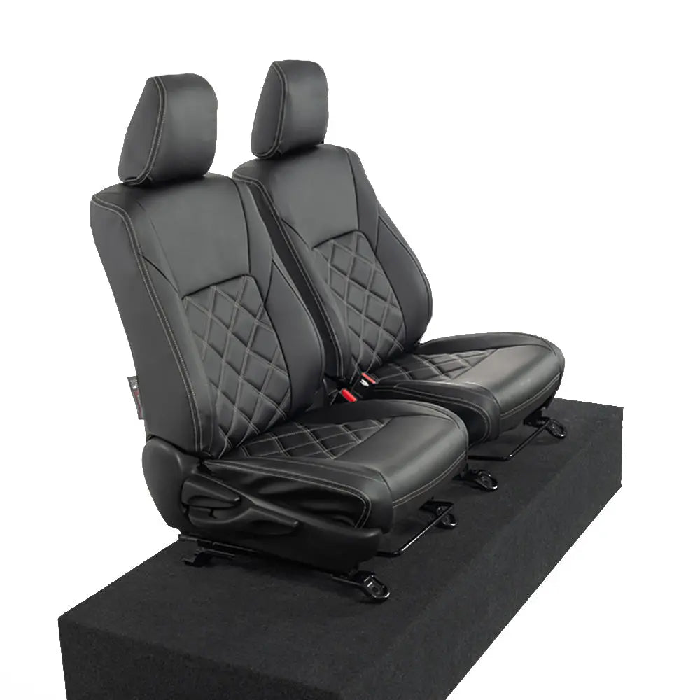 Toyota Hilux Tailored Leatherette Seat Covers (2016 Onwards) - Black - UK Custom Covers