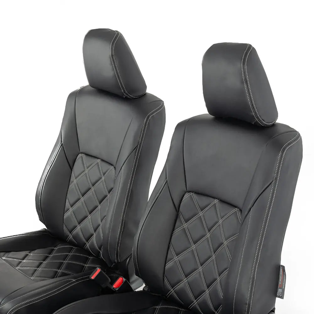 Toyota Hilux Tailored Leatherette Seat Covers (2016 Onwards) - Black - UK Custom Covers