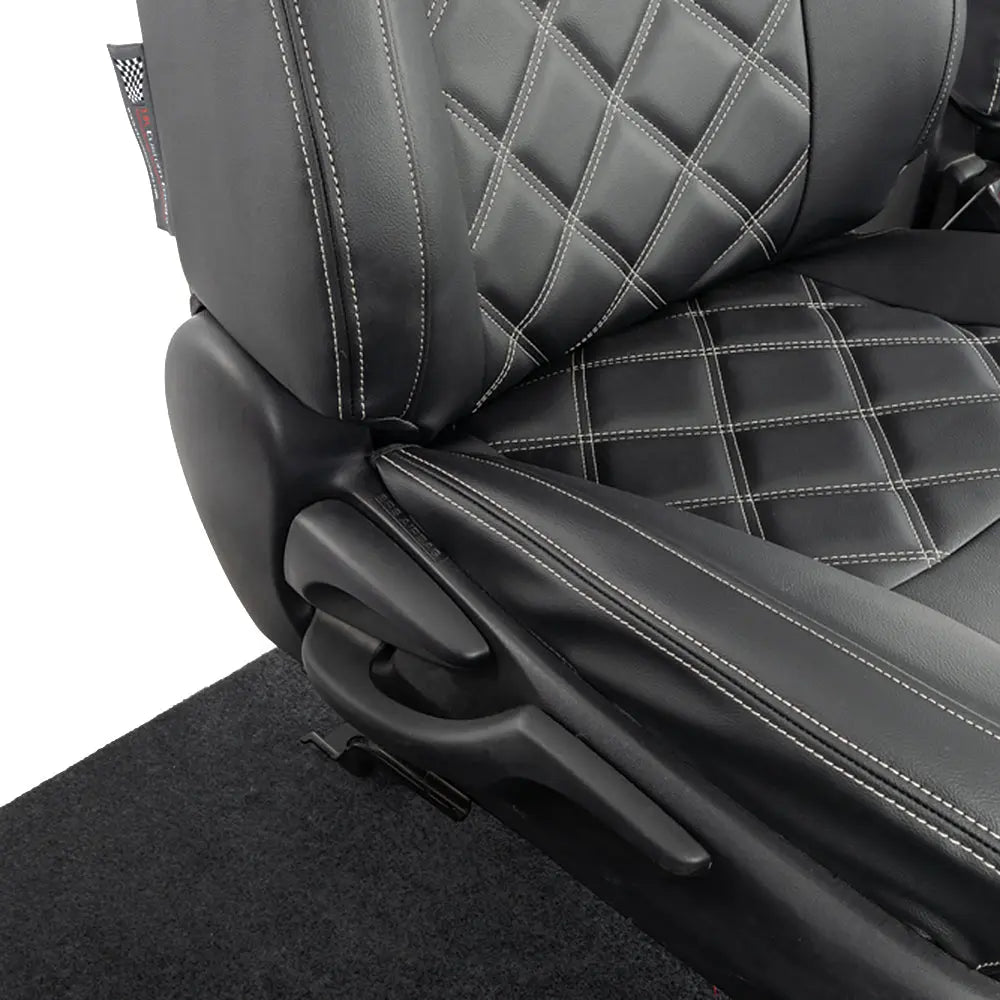 Toyota Hilux Tailored Leatherette Seat Covers (2016 Onwards) - Black - UK Custom Covers