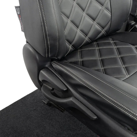 Toyota Hilux Tailored Leatherette Seat Covers (2016 Onwards) - Black - UK Custom Covers