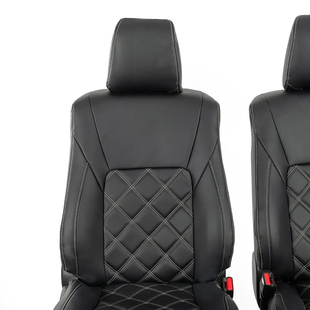 Toyota Hilux Tailored Leatherette Seat Covers (2016 Onwards) - Black - UK Custom Covers