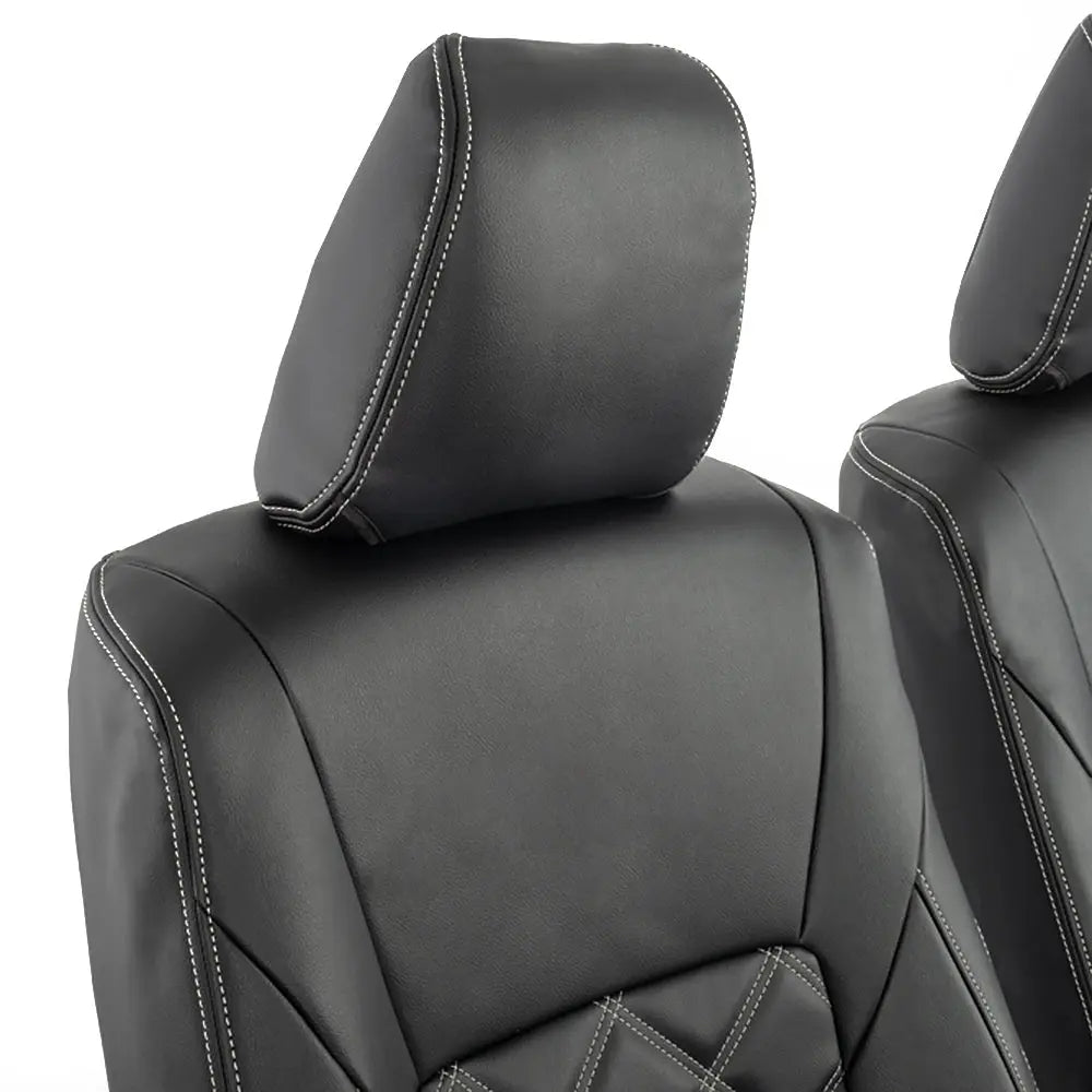 Toyota Hilux Tailored Leatherette Seat Covers (2016 Onwards) - Black - UK Custom Covers