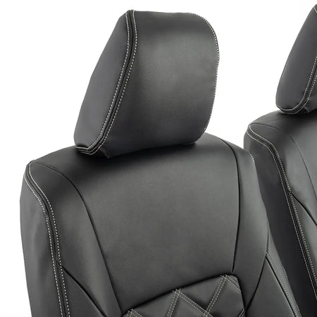 Toyota Hilux Tailored Leatherette Seat Covers (2016 Onwards) - Black - UK Custom Covers