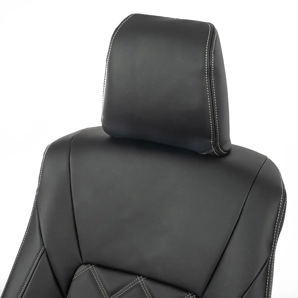 Toyota Hilux Tailored Leatherette Seat Covers (2016 Onwards) - Black - UK Custom Covers