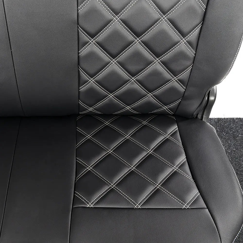 Toyota Hilux Tailored Leatherette Seat Covers (2016 Onwards) - Black - UK Custom Covers