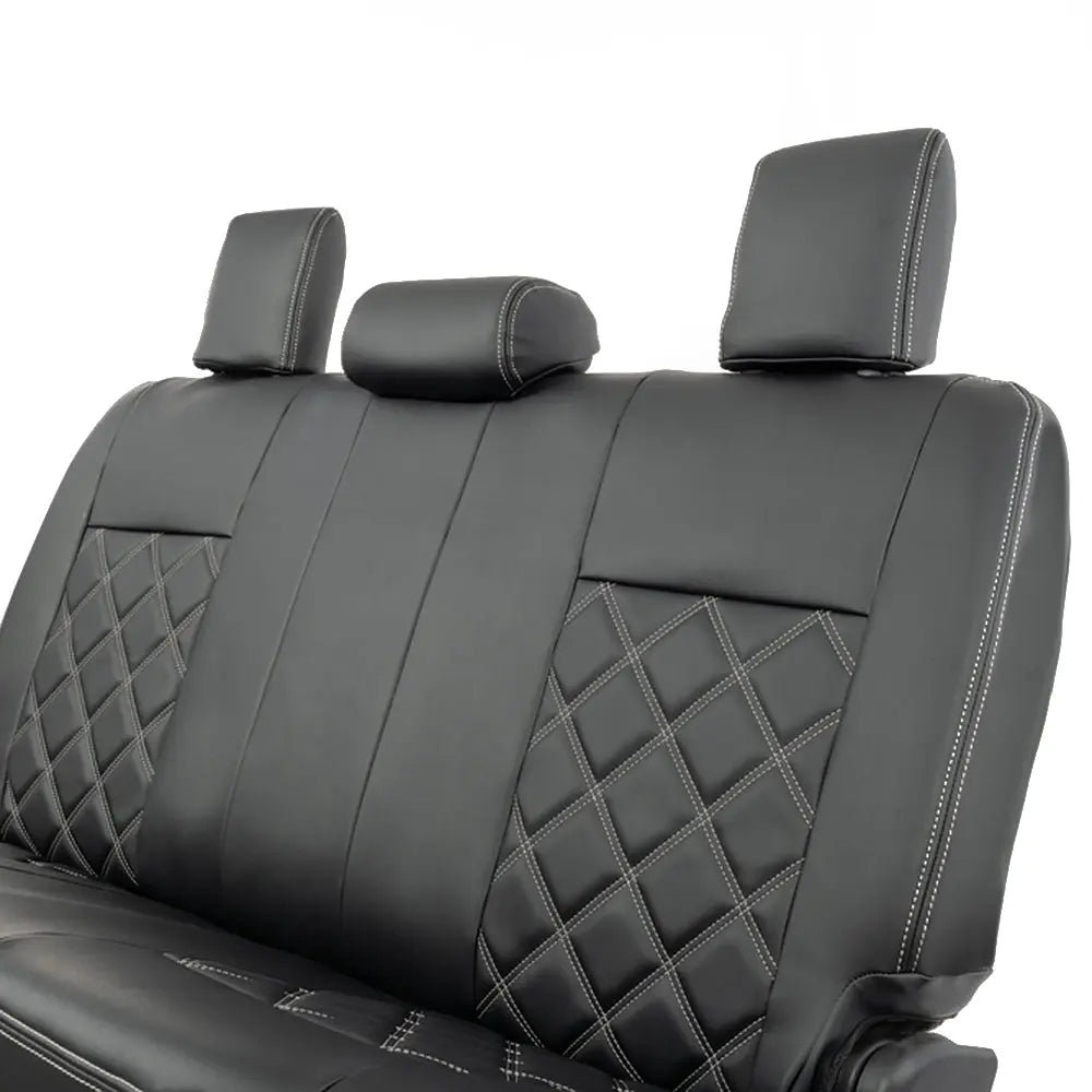 Toyota Hilux Tailored Leatherette Seat Covers (2016 Onwards) - Black - UK Custom Covers