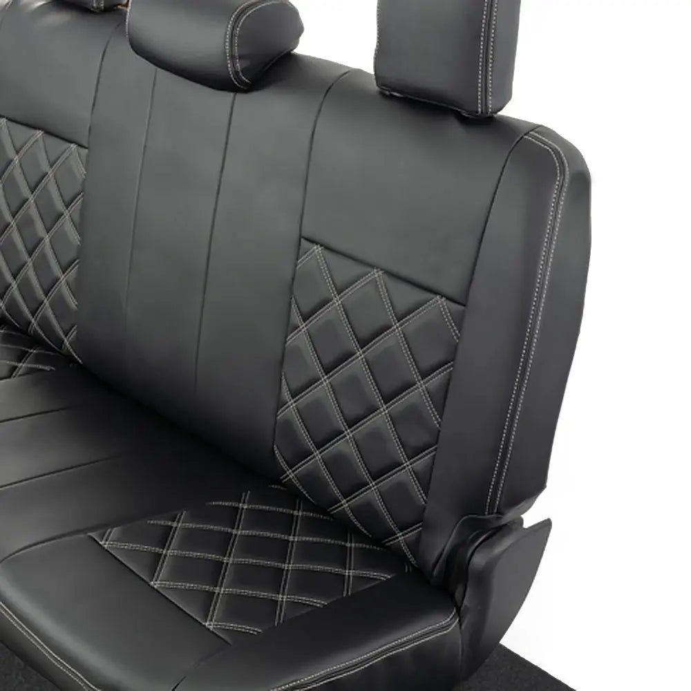 Toyota Hilux Tailored Leatherette Seat Covers (2016 Onwards) - Black - UK Custom Covers