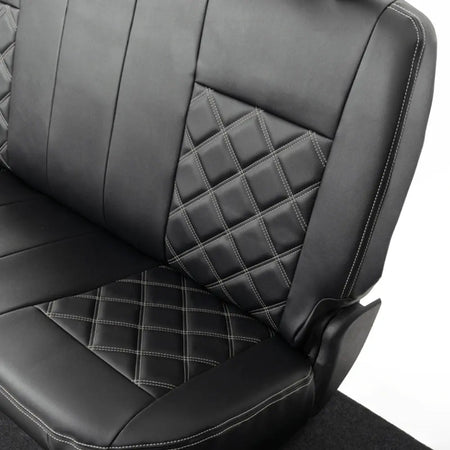 Toyota Hilux Tailored Leatherette Seat Covers (2016 Onwards) - Black - UK Custom Covers