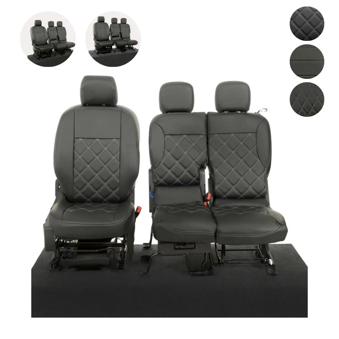 Toyota Proace City Tailored Leatherette Seat Covers (2018 Onwards) - Black - UK Custom Covers