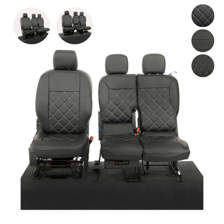 Toyota Proace City Tailored Leatherette Seat Covers (2018 Onwards) - Black - UK Custom Covers