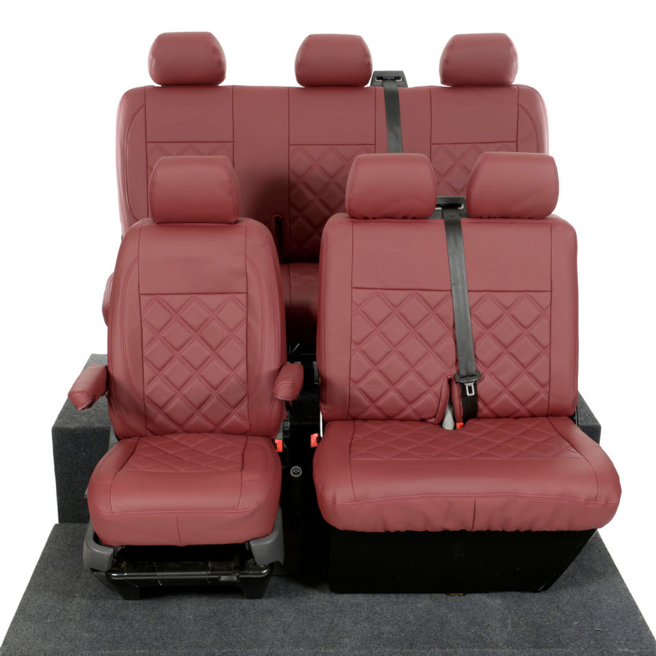 VW Transporter T5/T5.1 Kombi Leatherette Front and Rear Seat Covers (2003-2015) Red