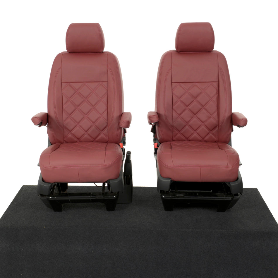 VW Transporter T5/T5.1 Leatherette Front Seat Covers (2003-2015) Red