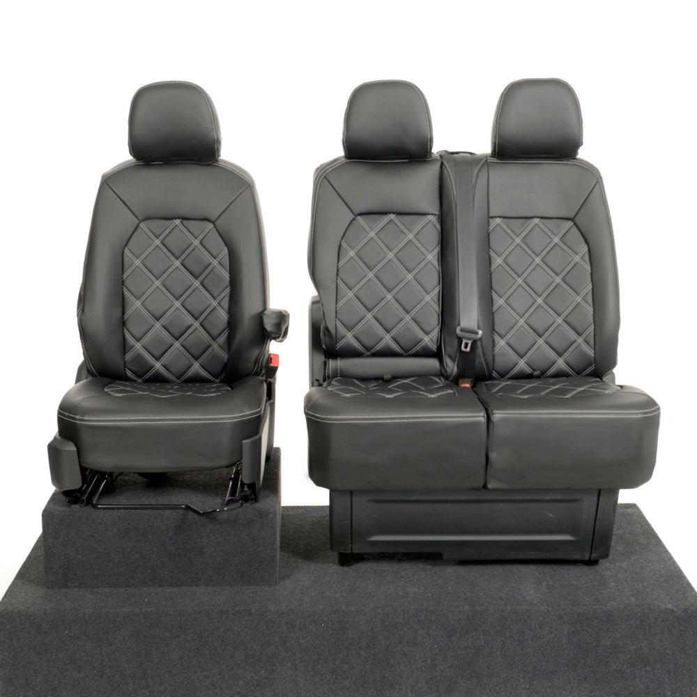 VW Crafter Tailored Leatherette Seat Covers - Black - UK Custom Covers