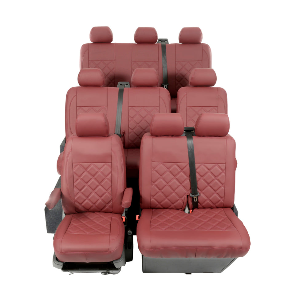 VW Transporter T5/T5.1 Shuttle Leatherette Front and Rear Seat Covers (2003-2015) Red