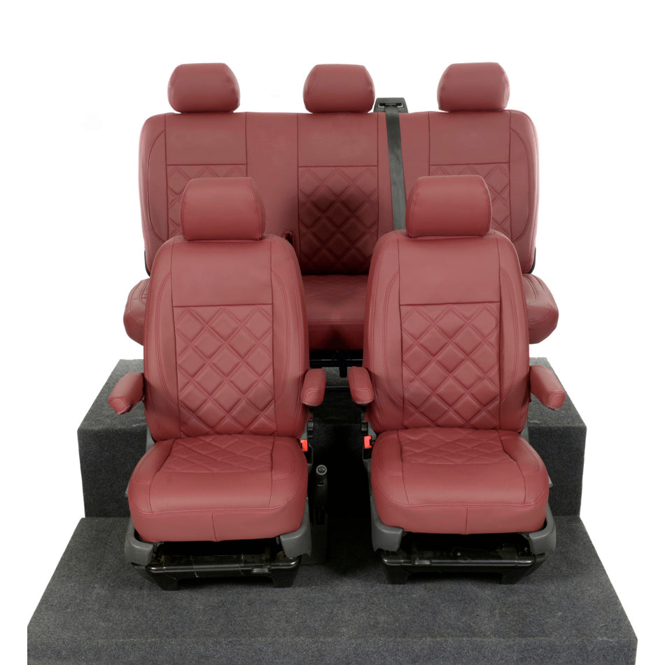 VW Transporter T5/T5.1 Kombi Leatherette Front & Rear Seat Covers (2003-2015) Red