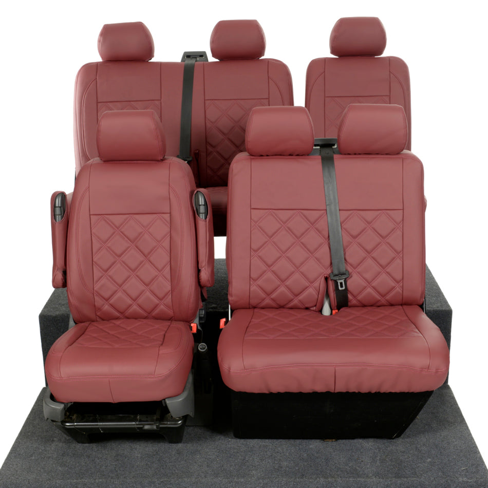 VW Transporter T5/T5.1 Kombi Leatherette Front and Rear Seat Covers (2003-2015) Red