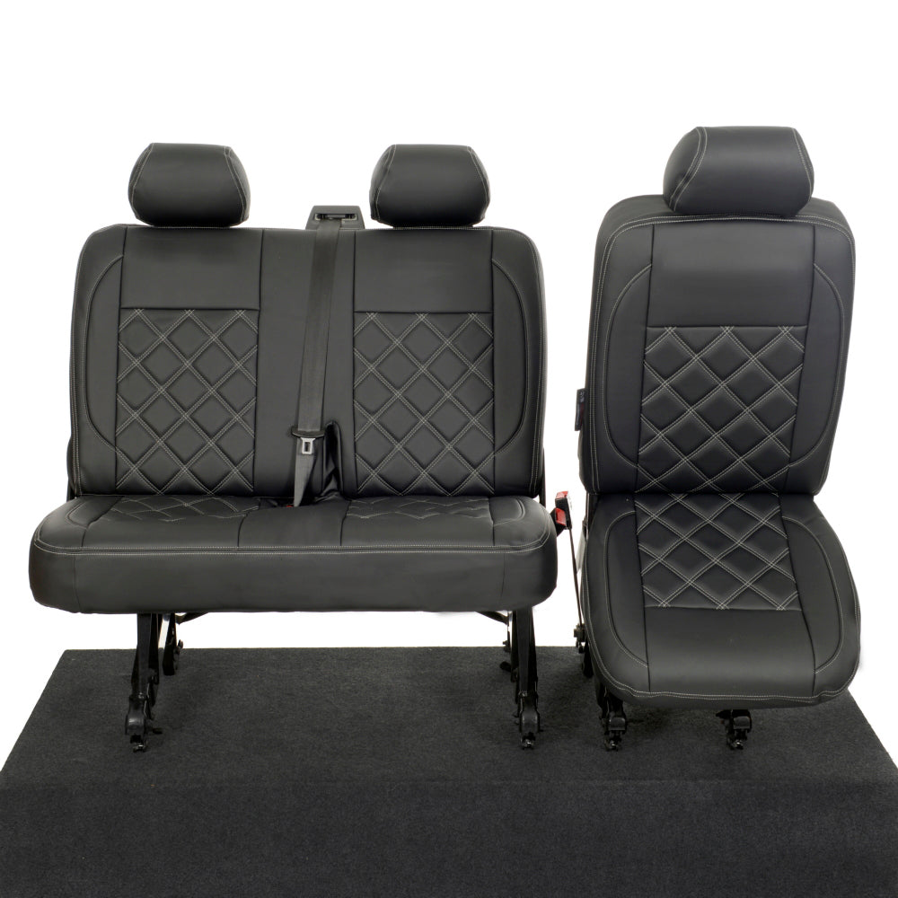 VW T6 / T6.1 Transporter Tailored Leatherette Seat Covers (2015 Onwards) - UK Custom Covers