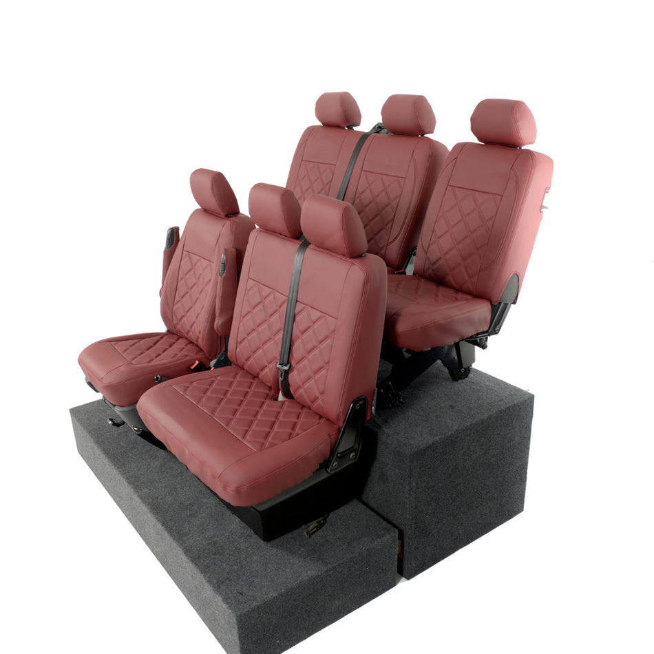 VW Transporter T6/T6.1 Kombi Leatherette Front and Rear Seat Covers (2015 Onwards) Red