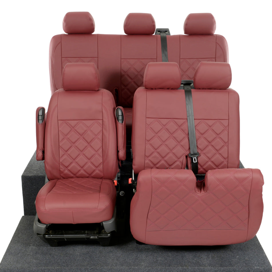 VW Transporter T5/T5.1 Kombi Leatherette Front and Rear Seat Covers (2003-2015) Red