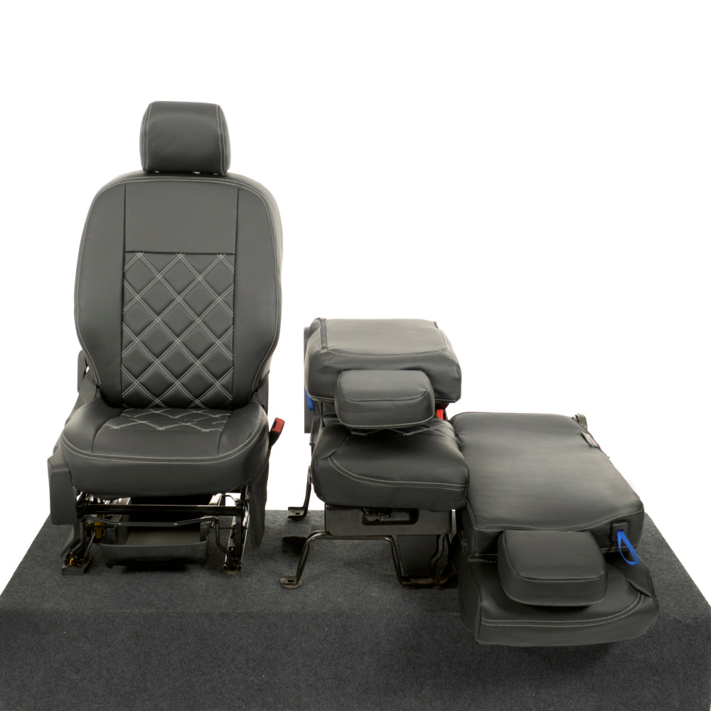 Peugeot Partner Tailored Leatherette Seat Covers - Black - UK Custom Covers