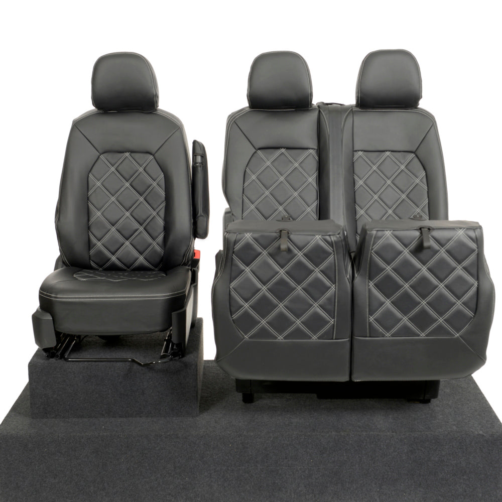 VW Crafter Tailored Leatherette Seat Covers - Black - UK Custom Covers