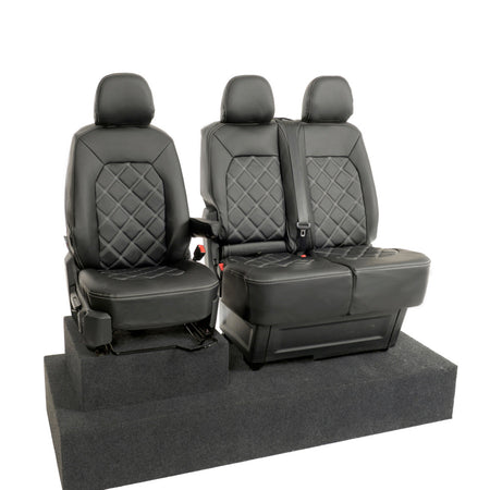 VW Crafter Tailored Leatherette Seat Covers - Black - UK Custom Covers