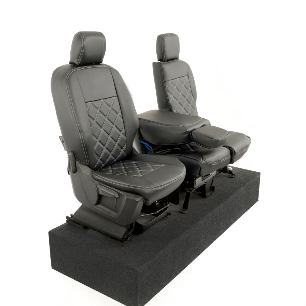 Peugeot Partner Tailored Leatherette Seat Covers - Black - UK Custom Covers