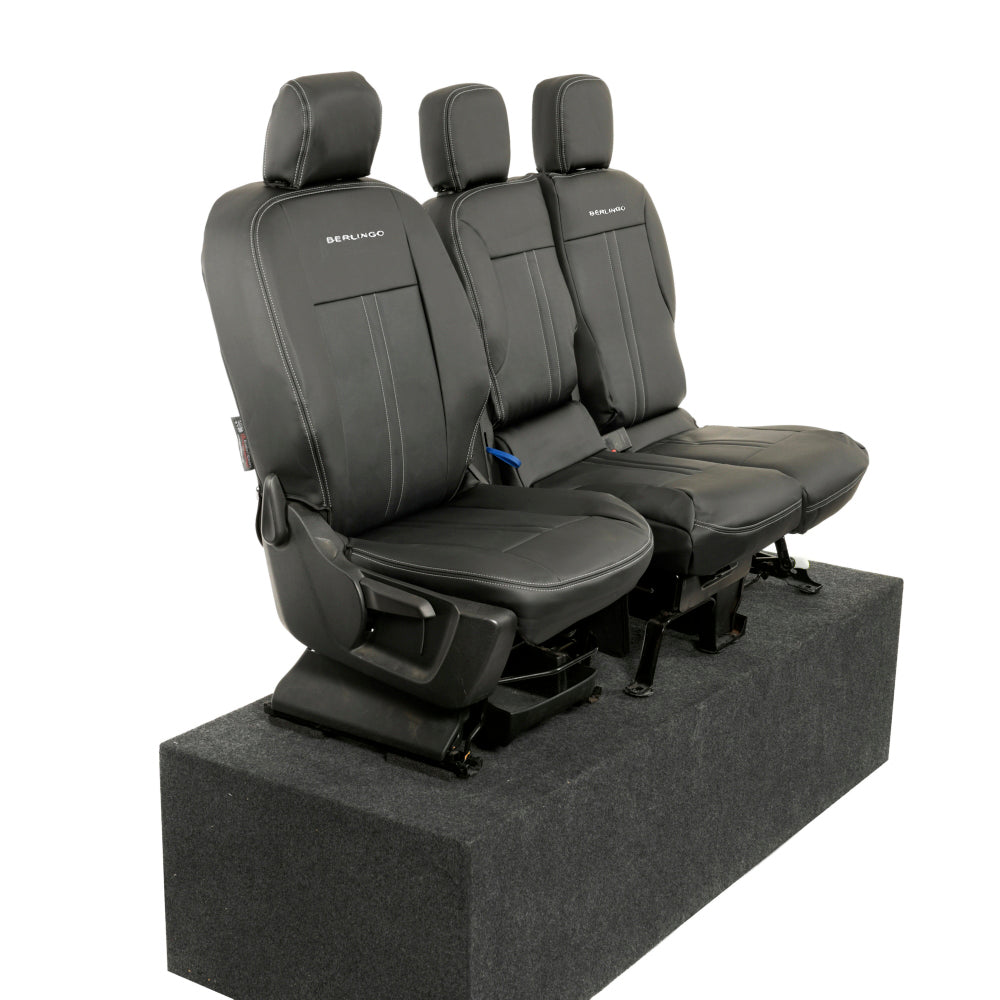 Peugeot Partner Tailored Leatherette Seat Covers - Black - UK Custom Covers