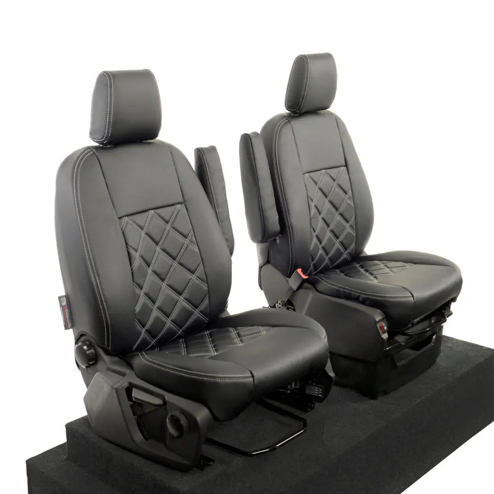Rhinos Autostyling Black Diamond Polyester Seat Covers – Front Full Set For Ford Transit Custom 2016+