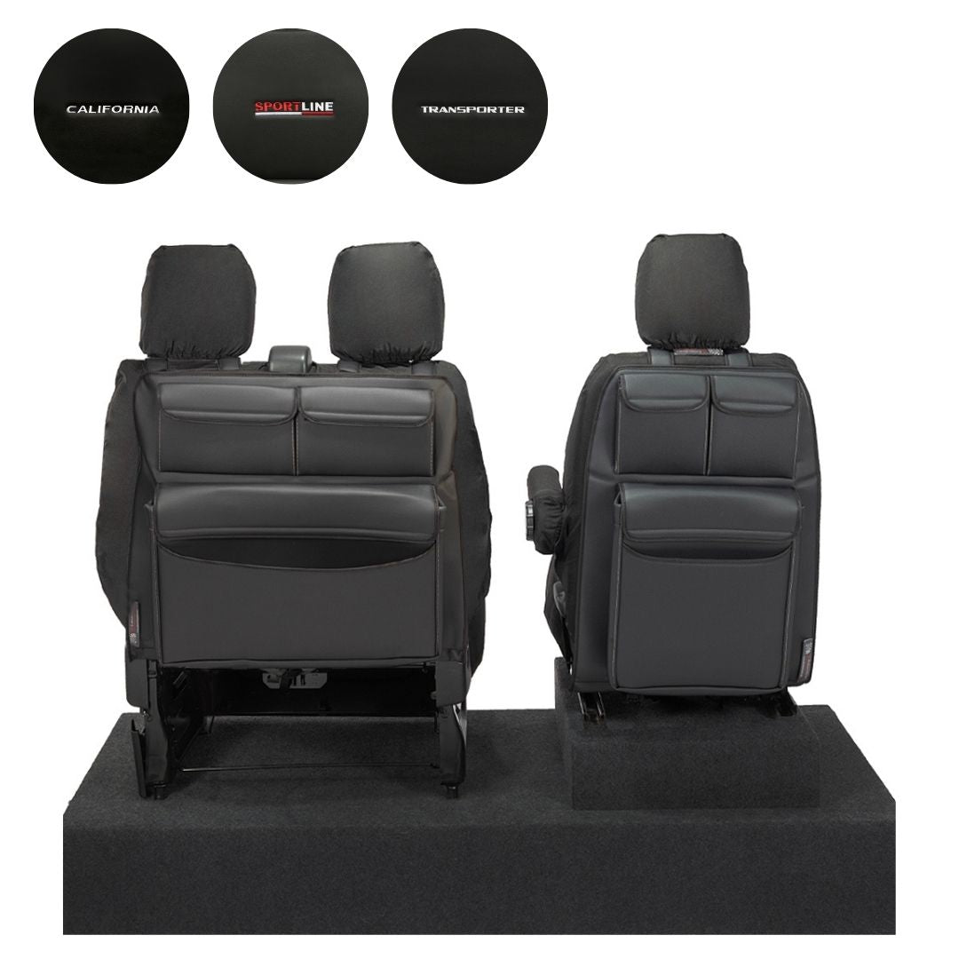 VW Transporter T6/T6.1 Seat Storage Organisers Leatherette - UK Custom Covers