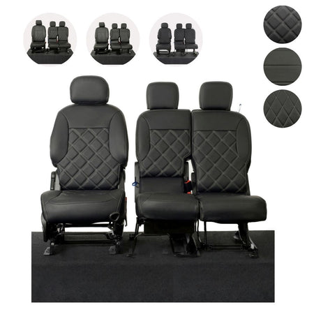 Peugeot Partner Tailored Leatherette Seat Covers - Black - UK Custom Covers