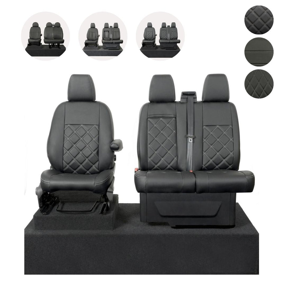 Ford Transit Van Tailored Leatherette Seat Covers - Black - UK Custom Covers