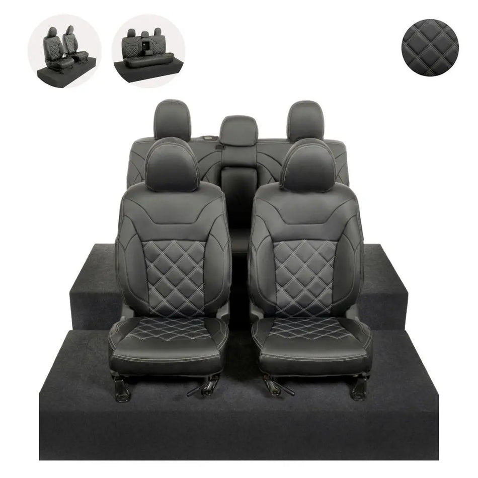 Mitsubishi Barbarian Tailored Leatherette Seat Covers (2016 Onwards) - Black - UK Custom Covers
