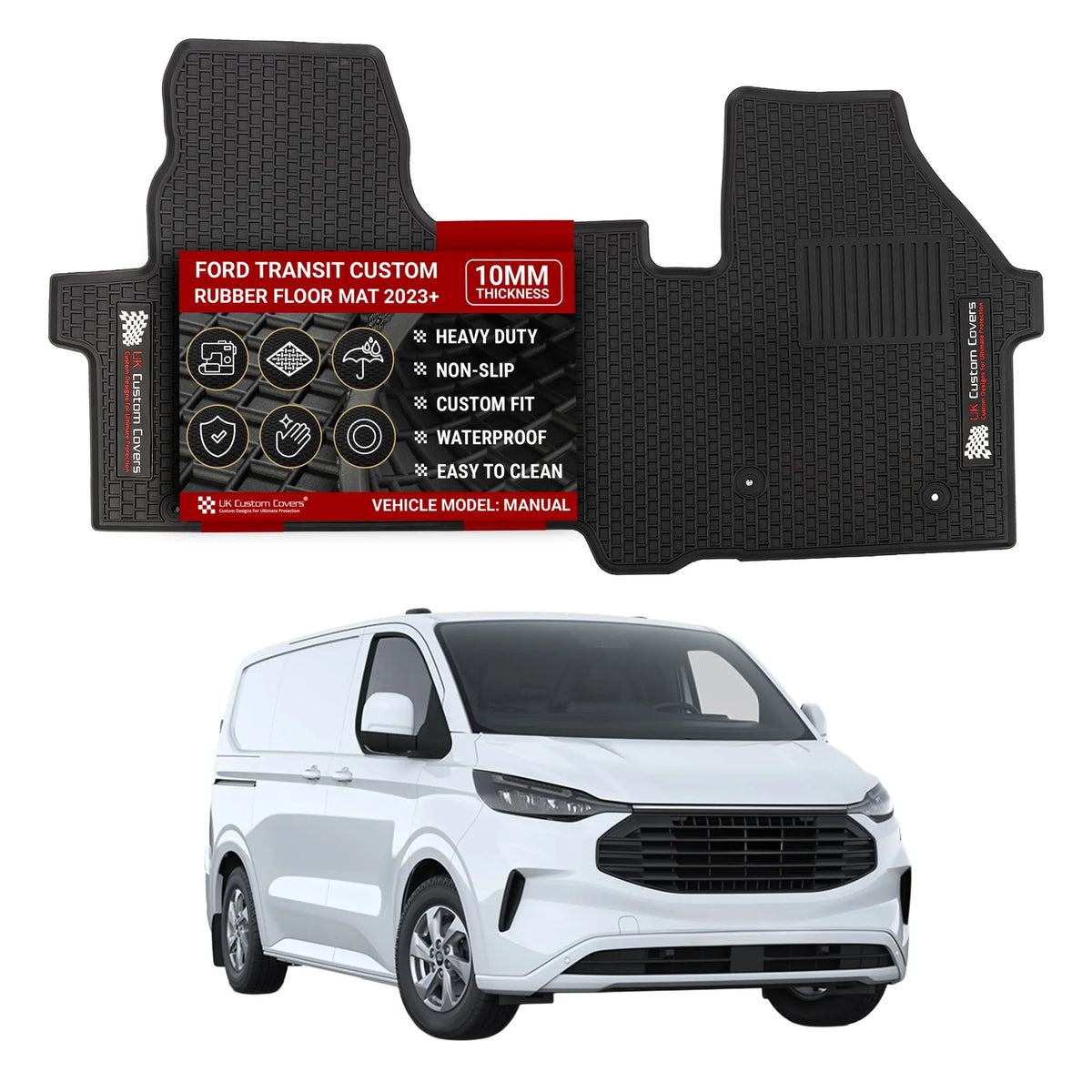Ford Transit Custom Rubber Floor Mats (Front) 2023+ UK Custom Covers